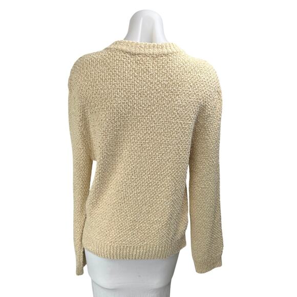 H&M Yellow Gold Metallic Long sSeeve Button Down Cardigan Sweater Top Size XS - Picture 2 of 5